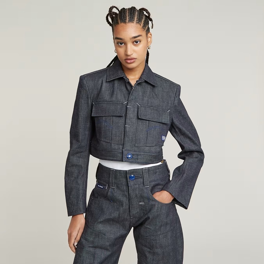 G-Star Raw Origins Cropped Selvedge Denim Jacket Azzurro Italian Fabric Size Med